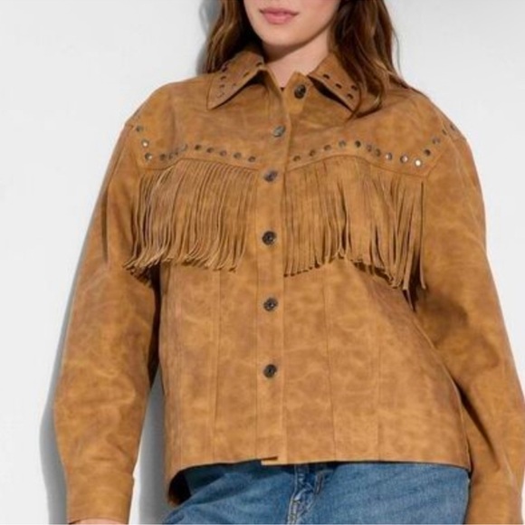 wild fable Jackets & Blazers - wild fable Tan Suede Fringe Leather Jacket